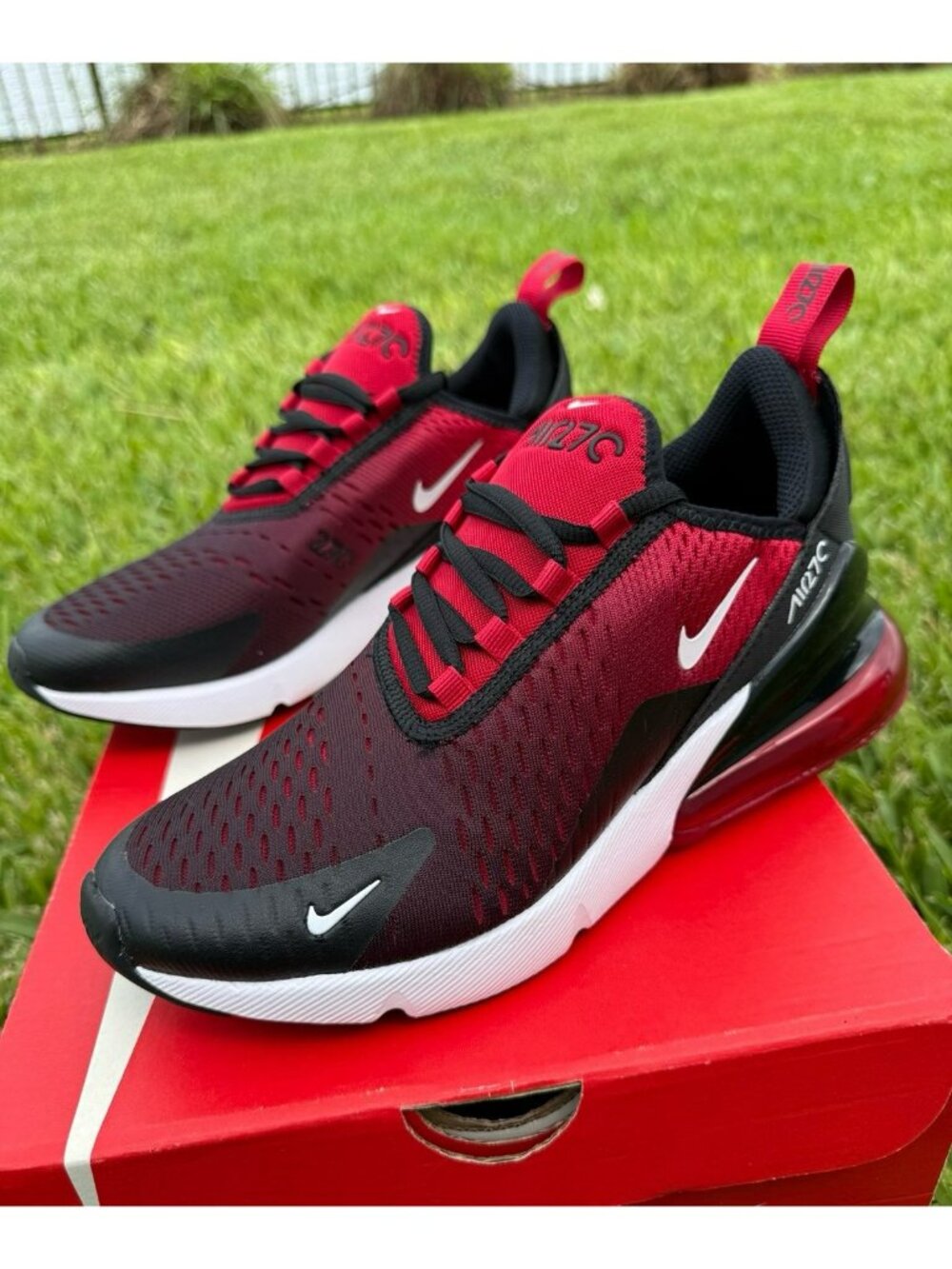 7 WOMEN'S NIKE NIKE AIR MAX 270 GYM RED / WHITE 943345-603 RUNNING SHOES